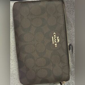 Coach Dark Brown wristlet NWOT